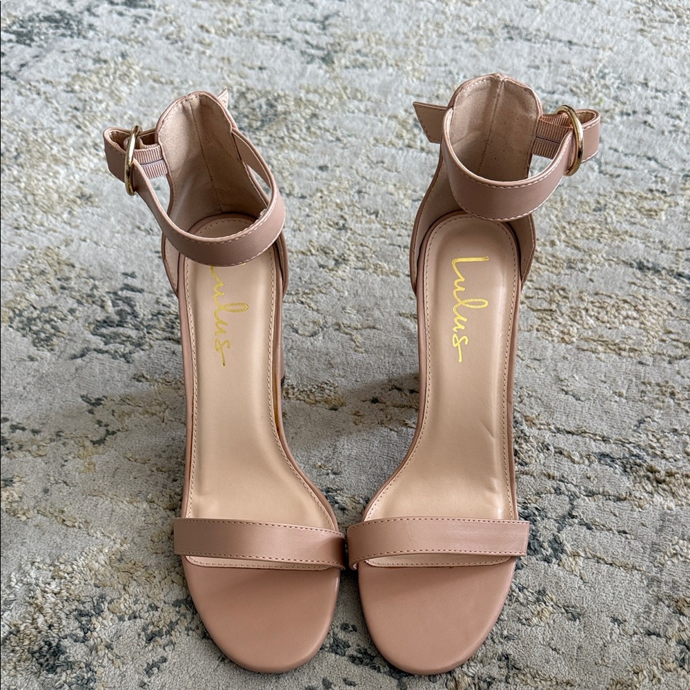 Lulu's Nude-Pink Ankle Strap Block Heel Sandals